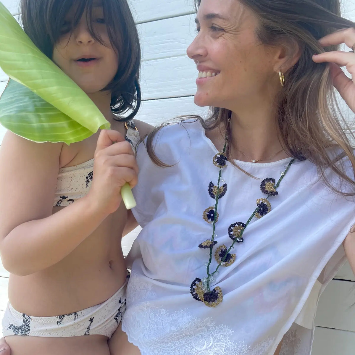 Stella Long Necklace | Brown & Beige