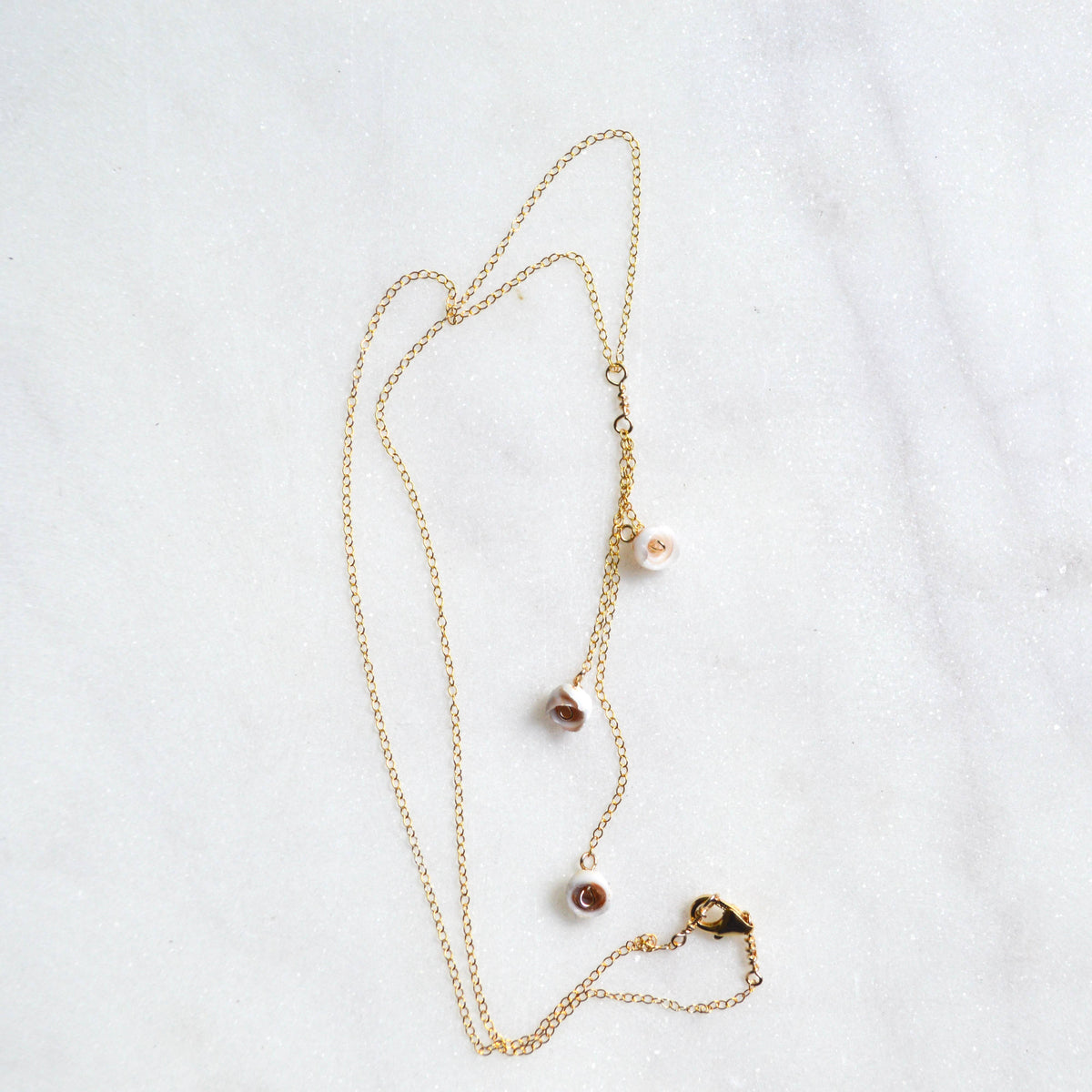 Puka Shell Lariat Necklace: 16 inches / Gold Filled