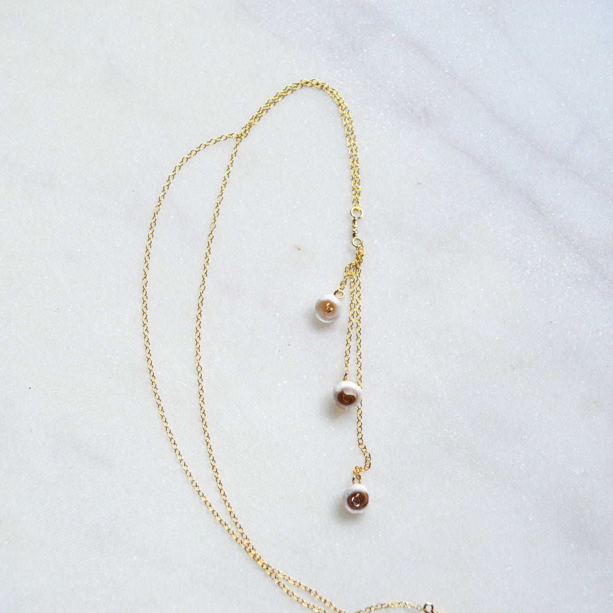 Puka Shell Lariat Necklace: 16 inches / Gold Filled