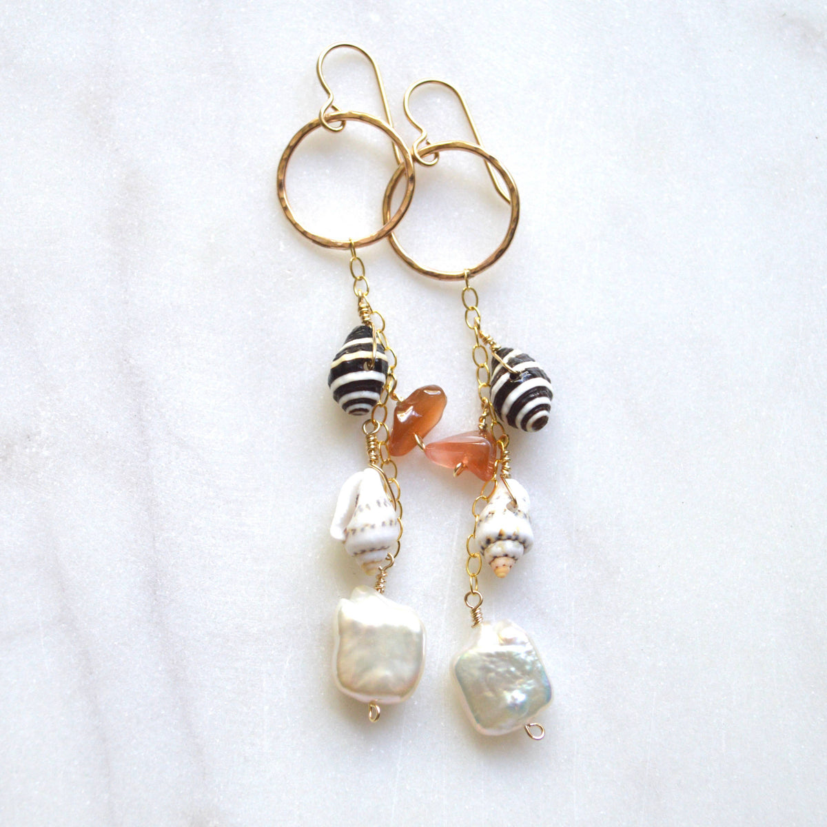 Pearl Shell Cluster Earrings