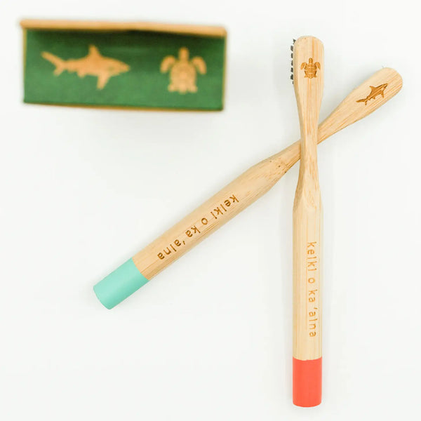 Hawaiian Bamboo Toothbrushes For Kids 2-Pack | Soft