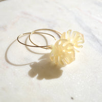 Opal Monstera Leaf Earrings