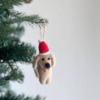 Felt Dachshund Dog with Christmas Hat