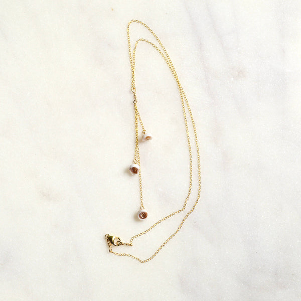 Puka Shell Lariat Necklace: 16 inches / Gold Filled
