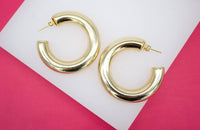 Chunky Open Hoop Stud Earrings – 18K Gold Filled (7mm)