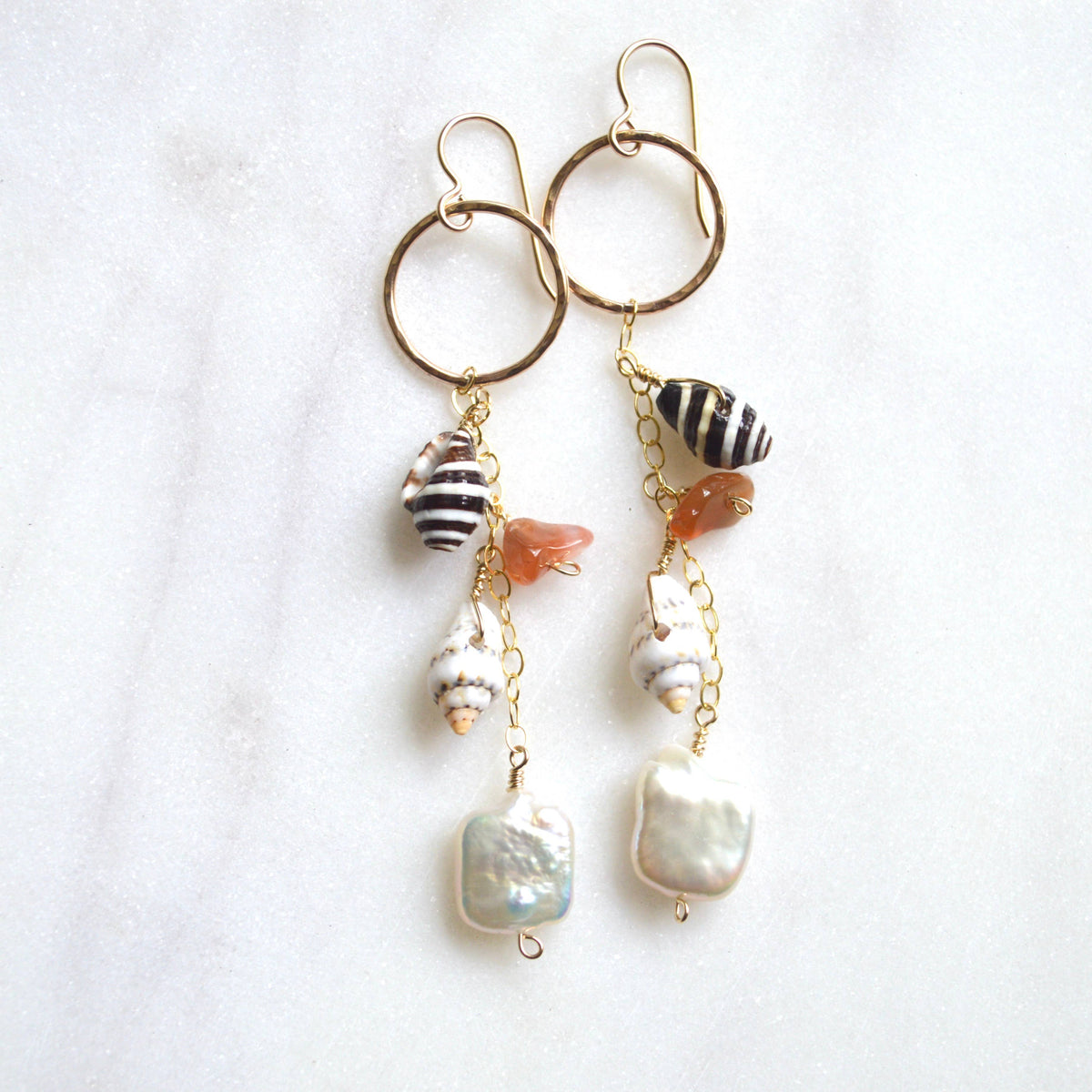 Pearl Shell Cluster Earrings