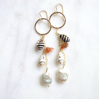 Pearl Shell Cluster Earrings