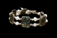 Paua Shell, Freshwater Pearl & Swarovski Crystal Bracelet in Sterling Silver
