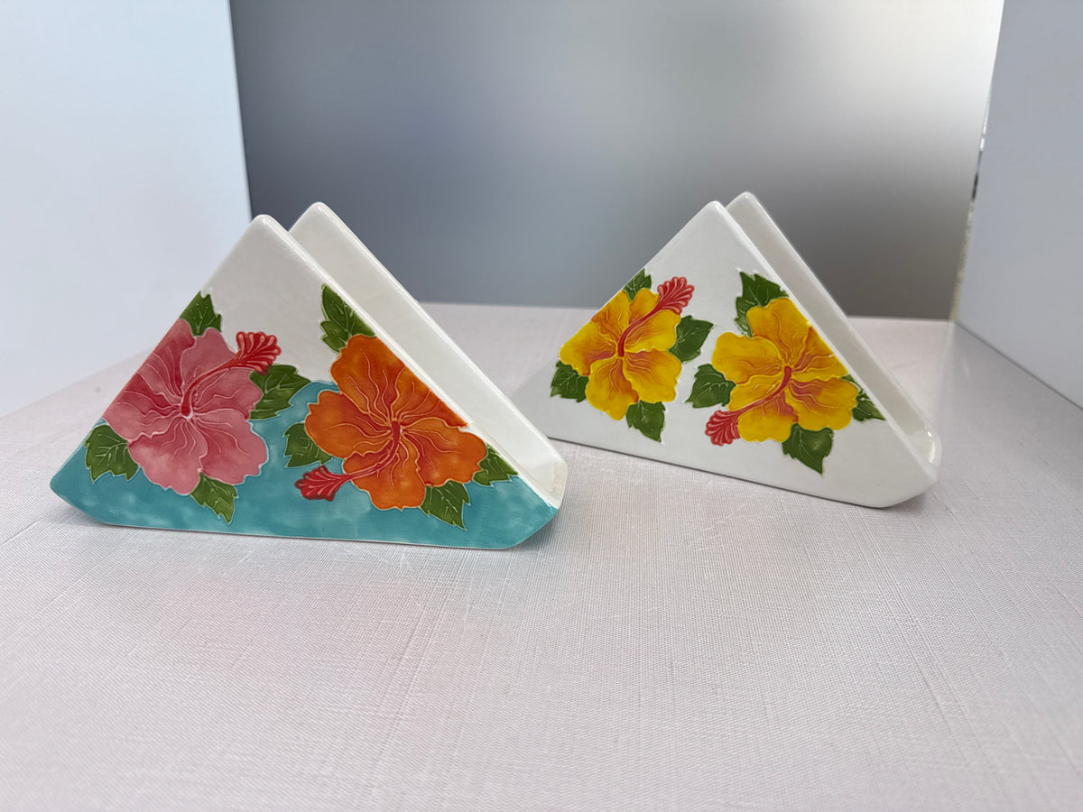 Napkin Holder-Hand Painted Hibiscus