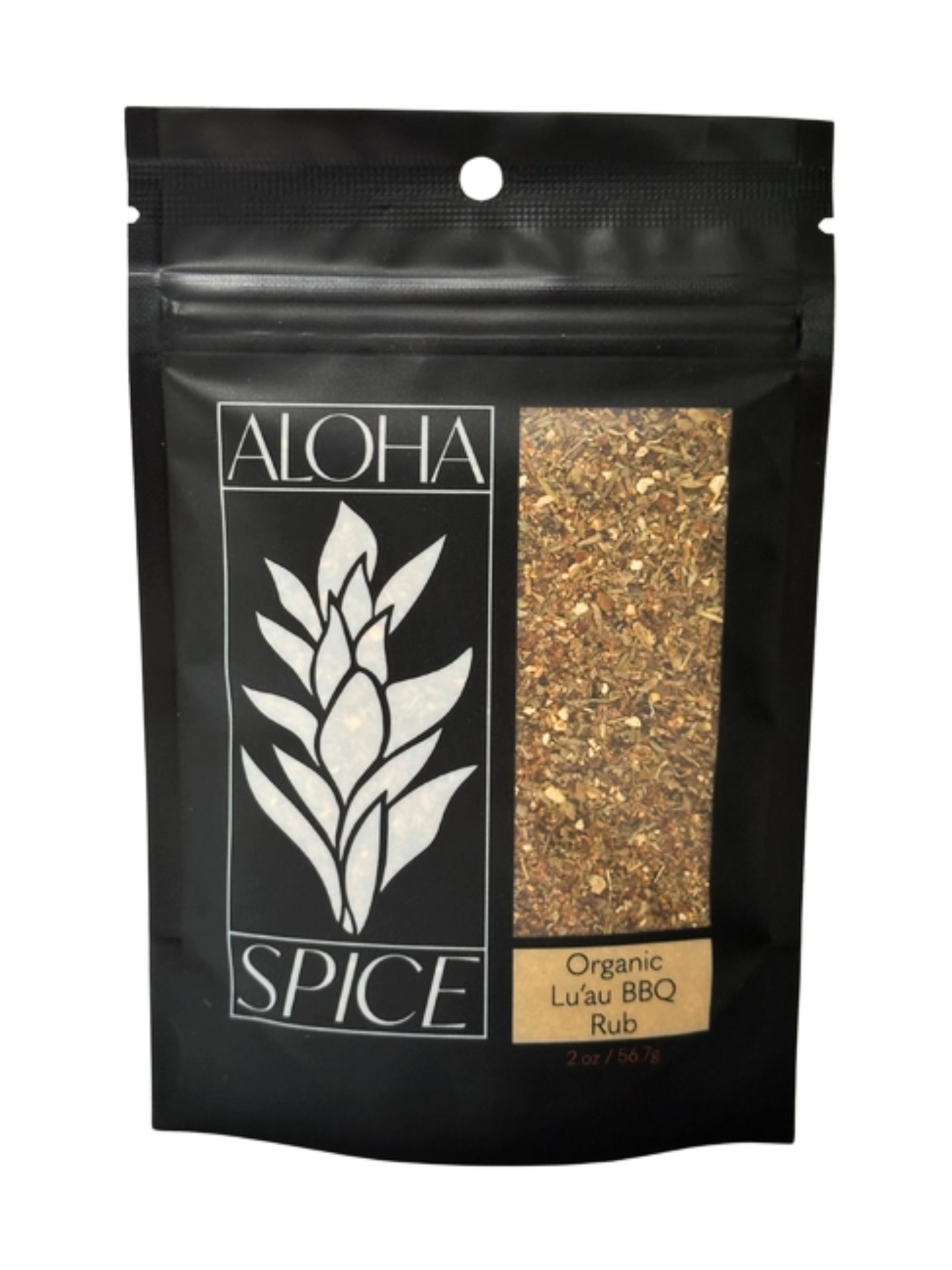 Organic Aloha Lu`au BBQ Rub & Seasoning 2 oz. Stand Up Pouch