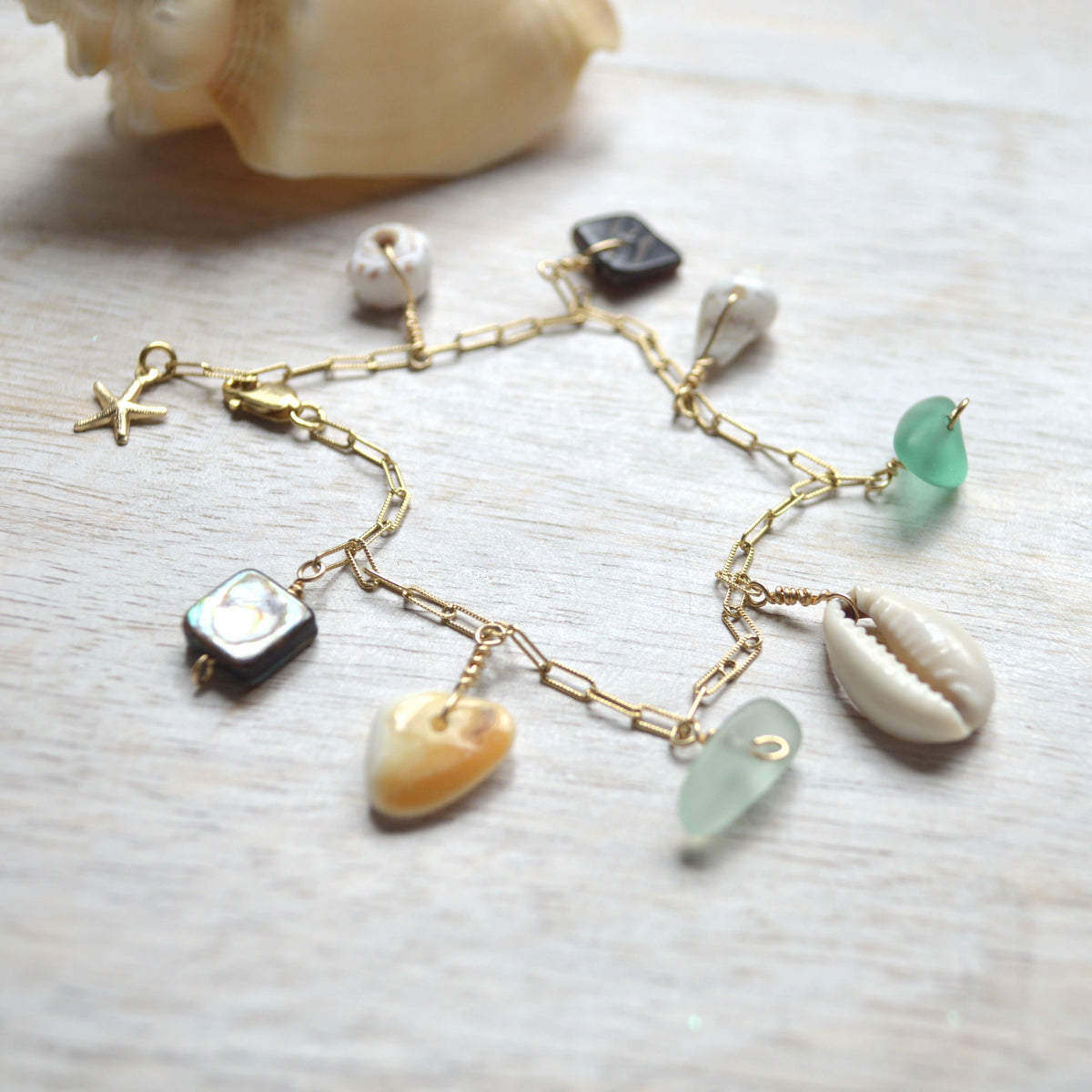 Gold Ocean Charm Bracelet