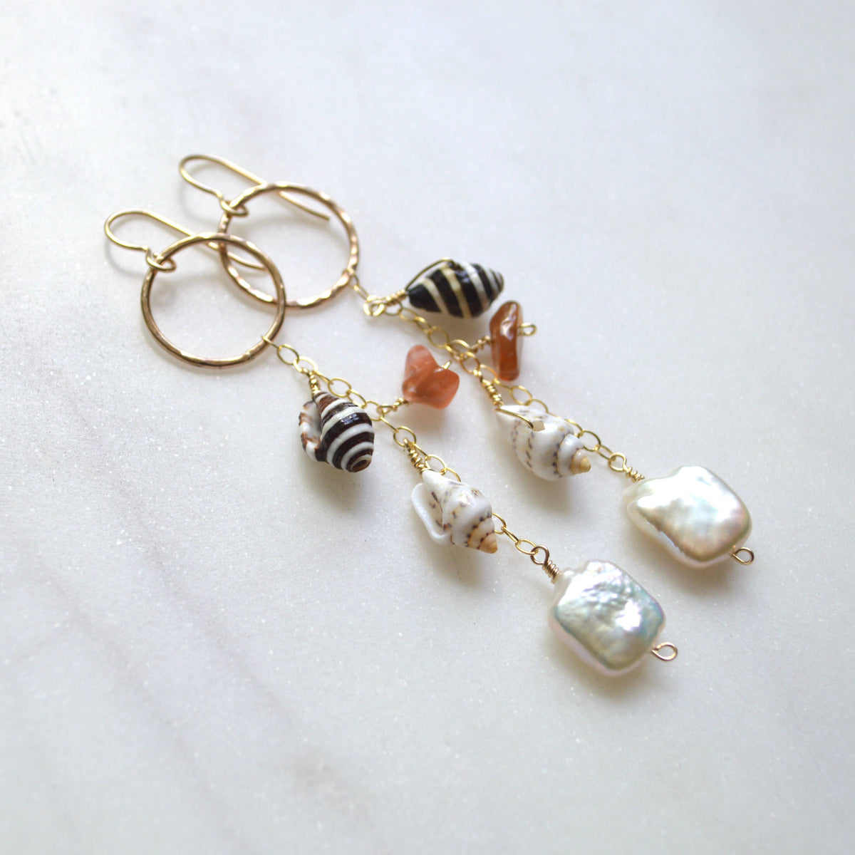 Pearl Shell Cluster Earrings