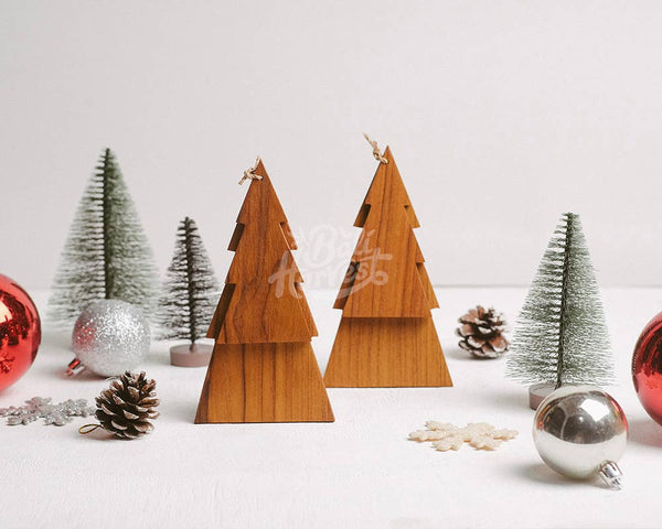 Handmade Teak Wooden Christmas Tree Ornaments Decorations