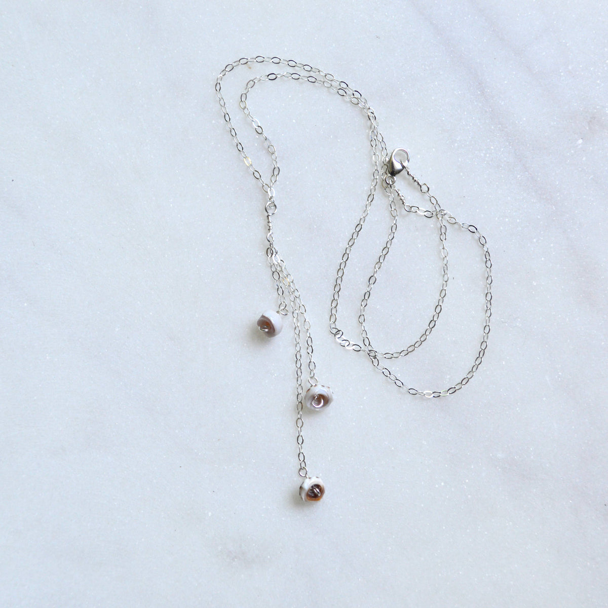 Puka Shell Lariat Necklace: 16 inches / Gold Filled