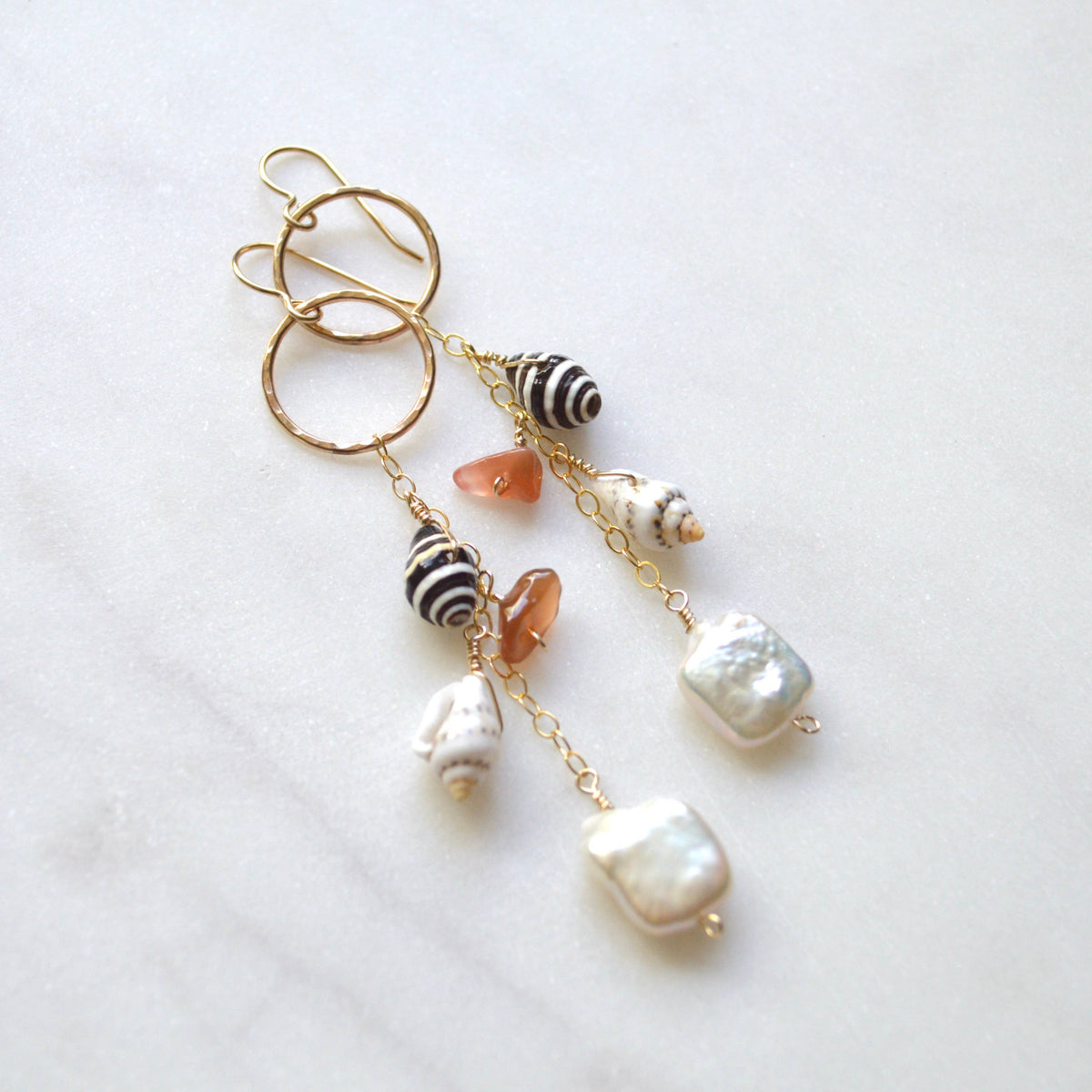 Pearl Shell Cluster Earrings