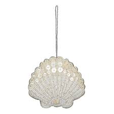 Scallop White Beaded Ornament