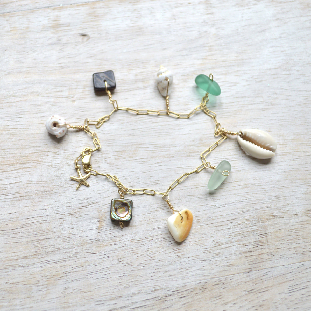 Gold Ocean Charm Bracelet