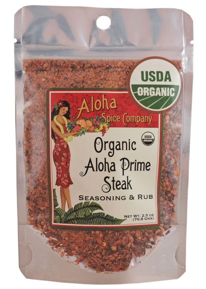 Organic Aloha Prime Steak Rub & Seasoning 2.5 oz. Stand Up Pouch